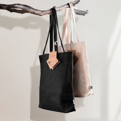 Bolsa tote negra publicitaria comercio justo 280 gr
